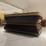 Modern Luxury Seating Collection with Natural Wood Veneer, Handwoven Craftsmanship & Gold Stainless Steel Accents